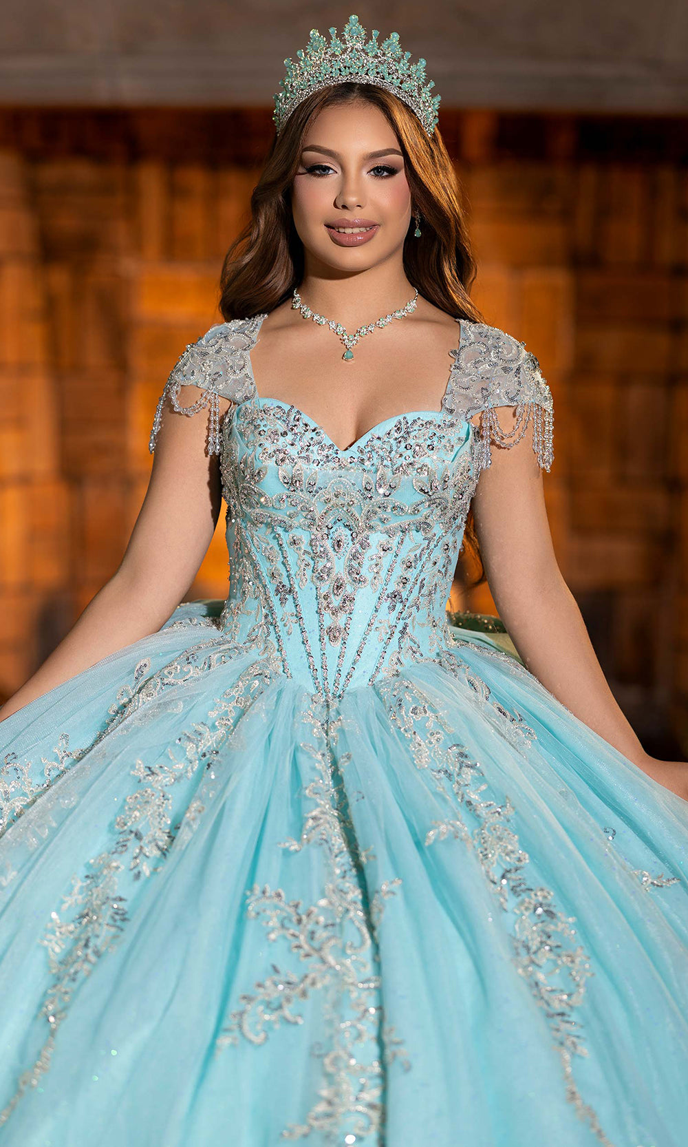 Vizcaya by Mori Lee 4080026 - Embroidered Tulle Quinceanera Gown Quinceanera Dresses in Seafoam Silver