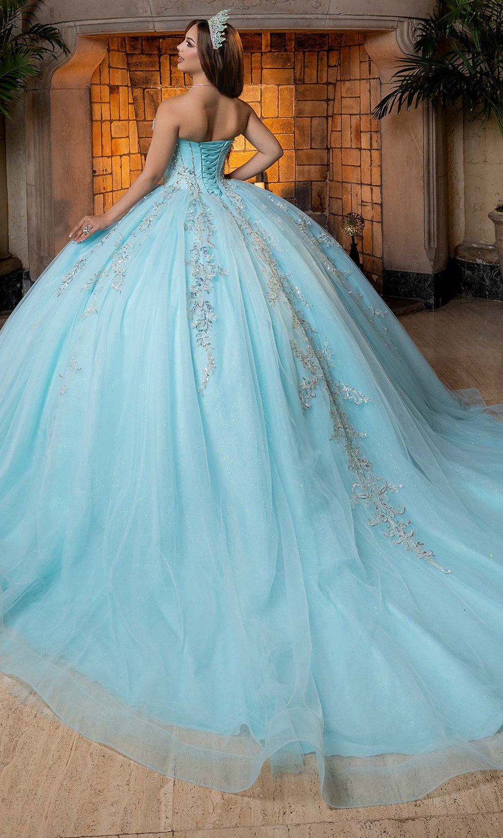 Vizcaya by Mori Lee 4080026 - Embroidered Tulle Quinceanera Gown Quinceanera Dresses in Seafoam Silver