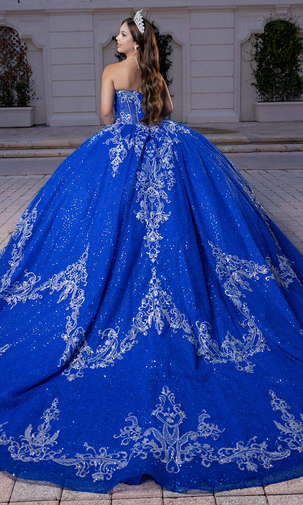 Vizcaya by Mori Lee 4080028 - Lace-Up Back Crystal Encrusted Ballgown Quinceanera Dresses in Royal