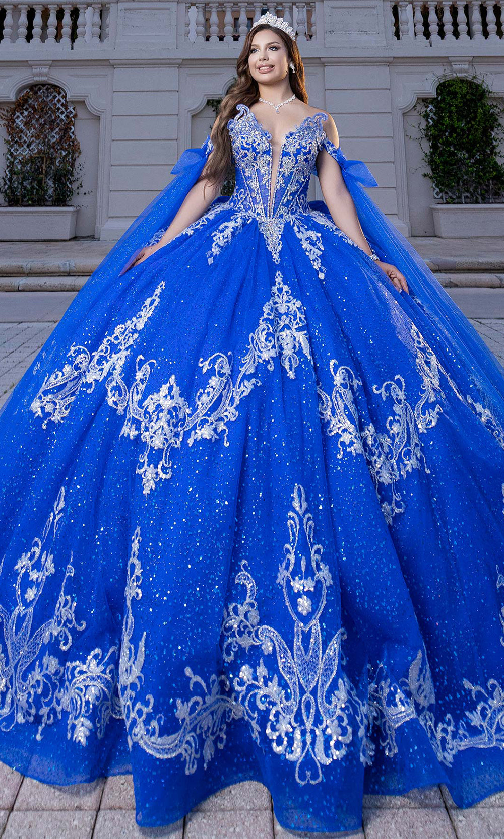 Vizcaya by Mori Lee 4080028 - Lace-Up Back Crystal Encrusted Ballgown Quinceanera Dresses in Royal