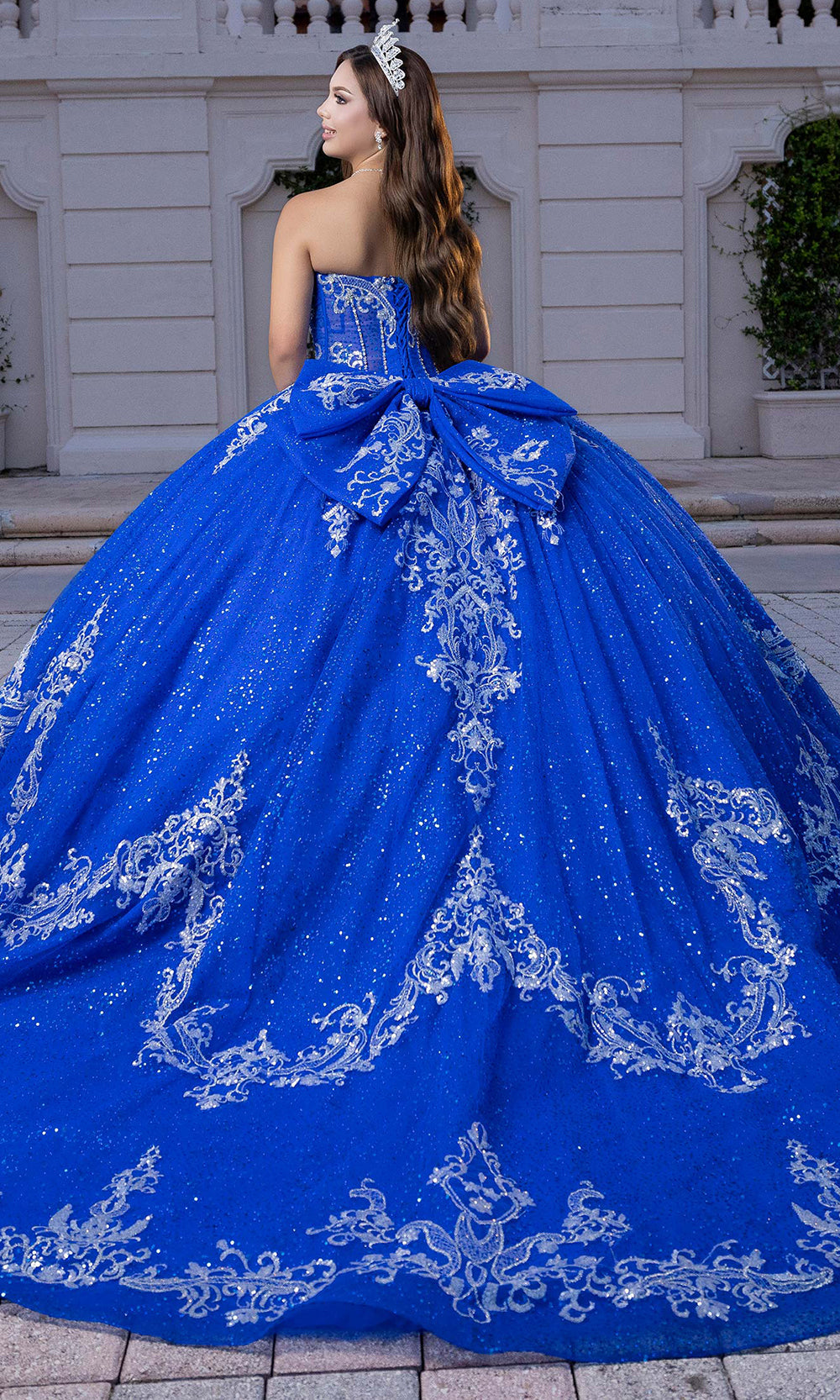 Vizcaya by Mori Lee 4080028 - Lace-Up Back Crystal Encrusted Ballgown Quinceanera Dresses in Royal