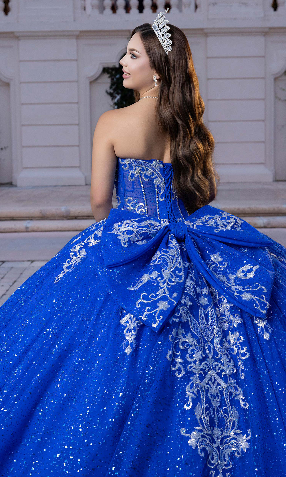 Vizcaya by Mori Lee 4080028 - Lace-Up Back Crystal Encrusted Ballgown Quinceanera Dresses in Royal