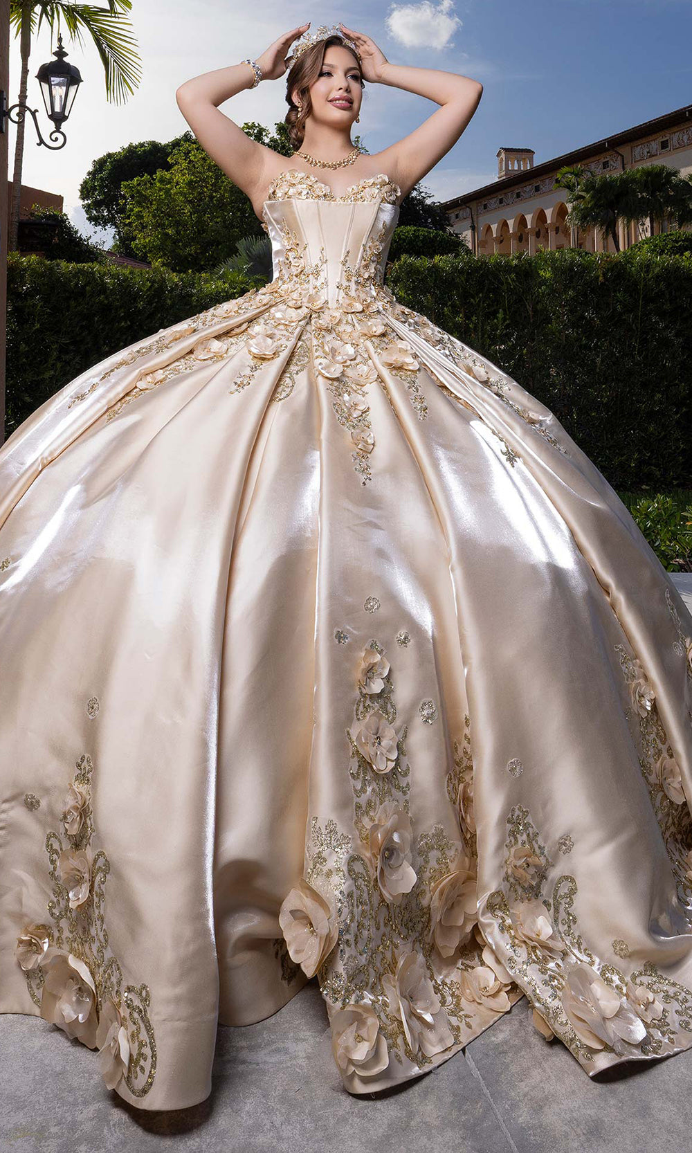 Vizcaya by Mori Lee 4080033 - Long Satin, Organza Ballgown Dress
