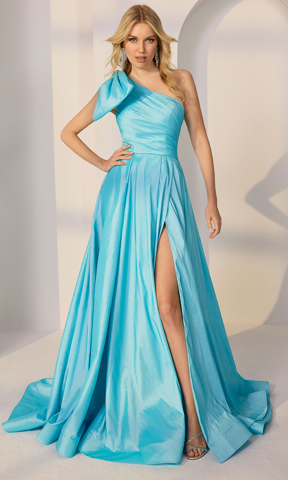 Mori Lee 49200 - One Shoulder Draped Prom Gown Prom Dresses in Aqua