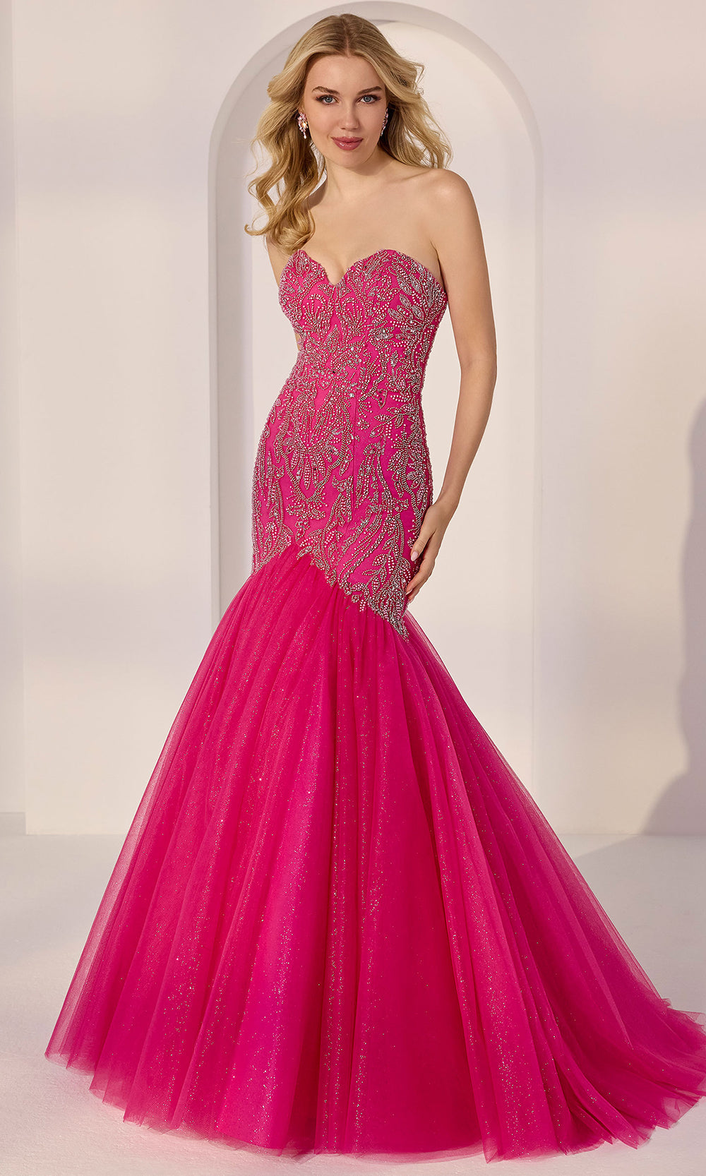 Mori Lee 49203 - Sweetheart Strapless Mermaid Gown Pageant Dresses in Hot Pink