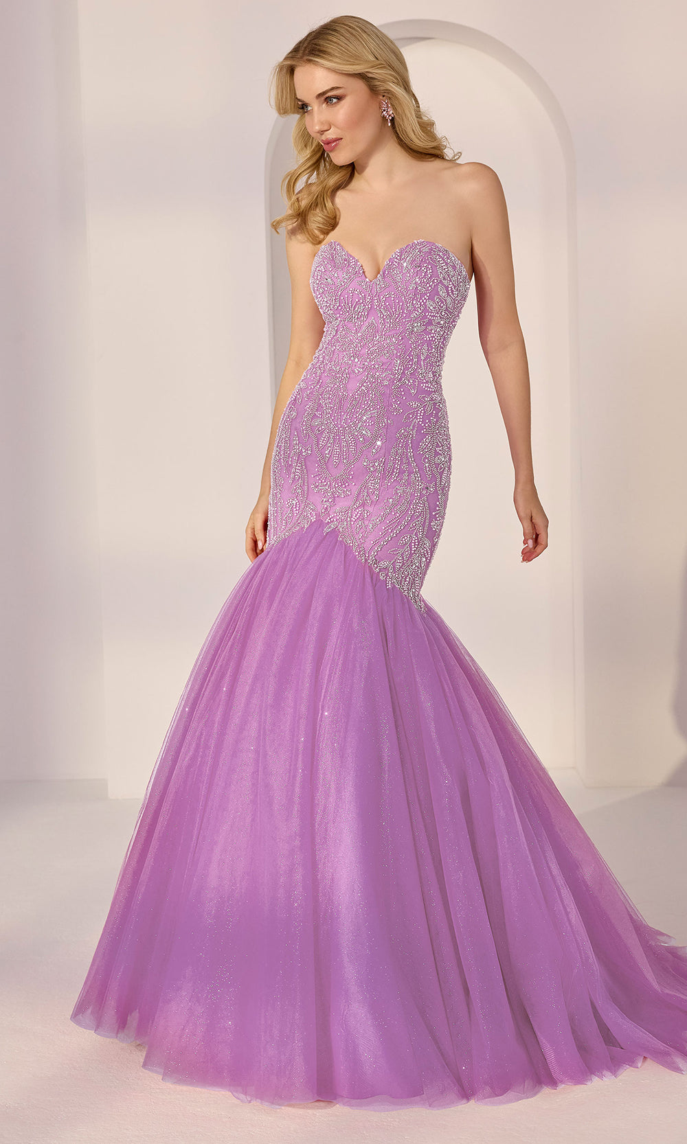 Mori Lee 49203 - Sweetheart Strapless Mermaid Gown Pageant Dresses in Hot Lavender