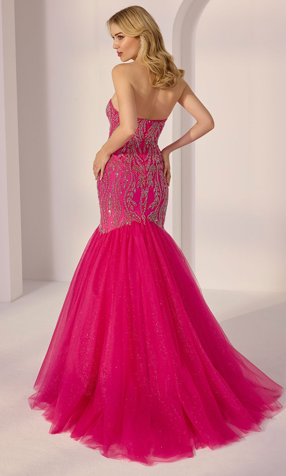 Mori Lee 49203 - Sweetheart Strapless Mermaid Gown Pageant Dresses in Hot Pink