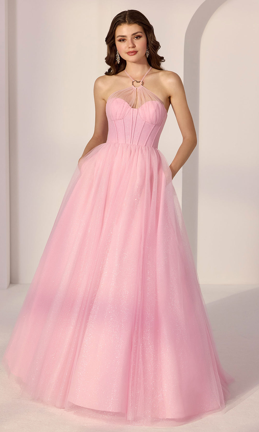 Mori Lee 49205 - Long Glitter Tulle A-line Dress