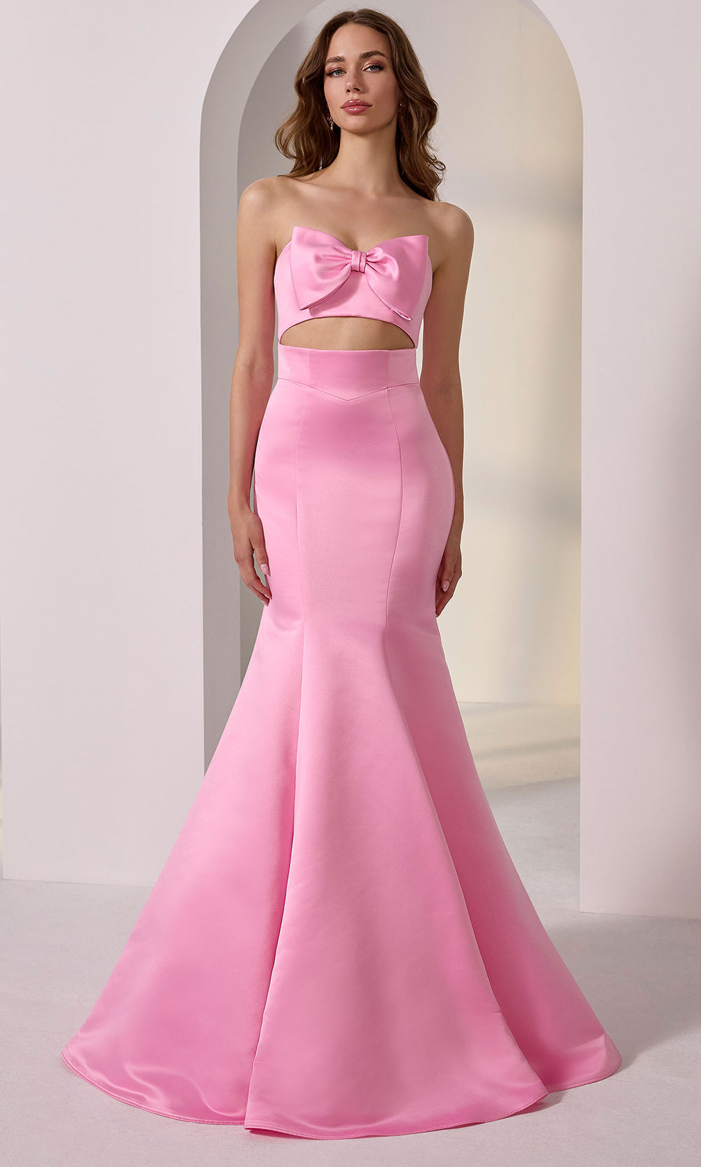 Mori Lee 49210 - Cutout Midriff Strapless Mermaid Gown Prom Dresses in Pink