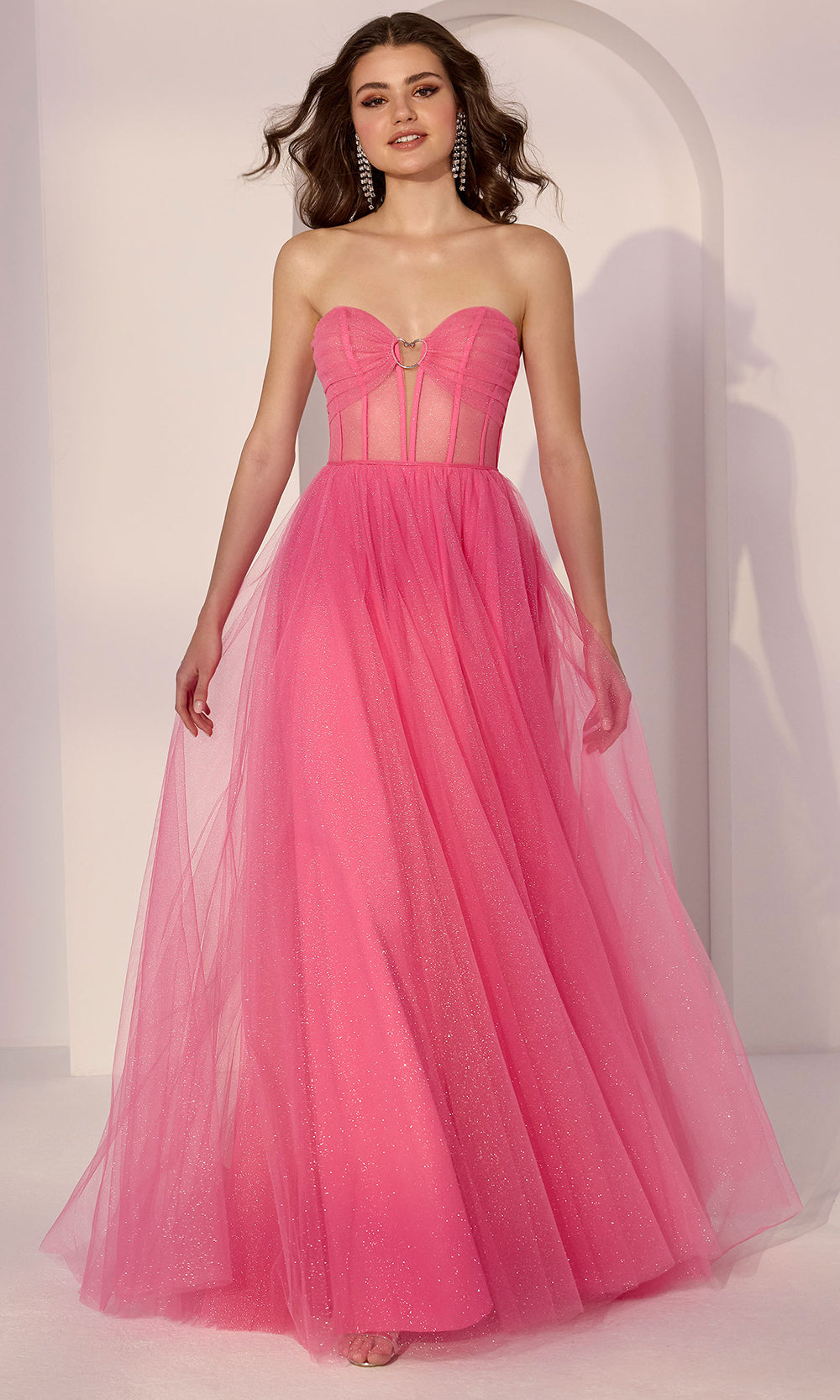 Mori Lee 49211 - Strapless A-Line Gown with Heart Accent Prom Dresses in American Beauty Pink