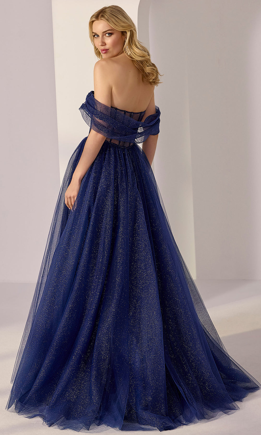Mori Lee 49215 - Long Glitter Tulle A-line Dress