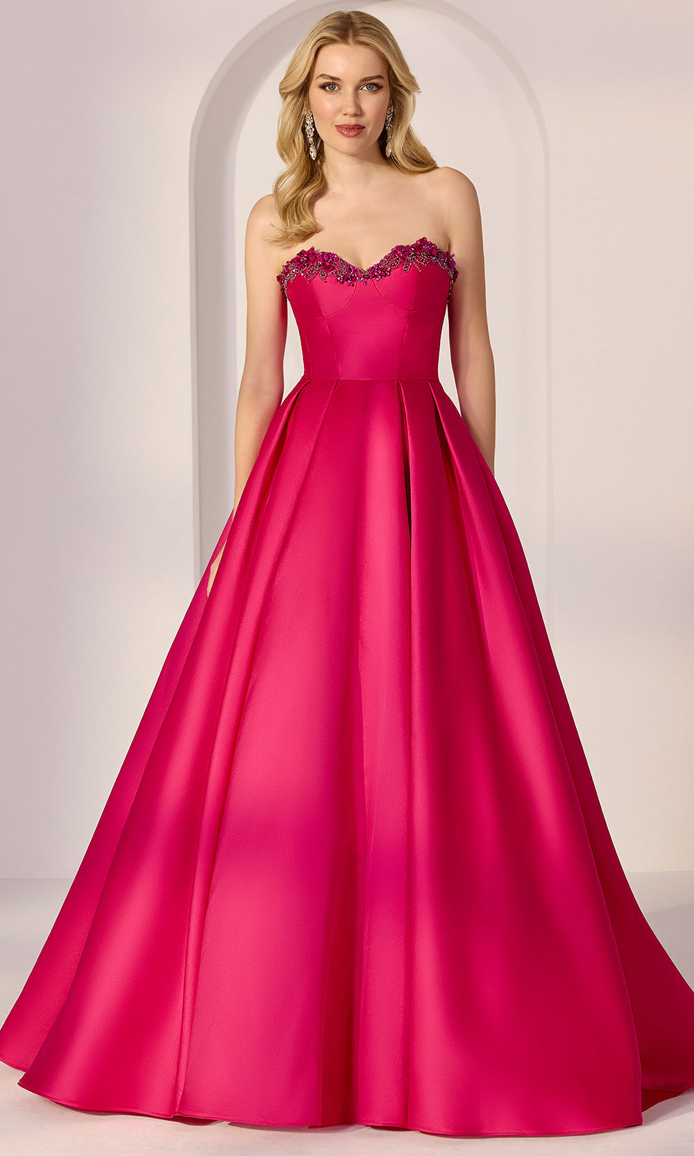 Mori Lee 49221 - Beaded Trim Sweetheart Neckline Gown Prom Dresses in Fuchsia