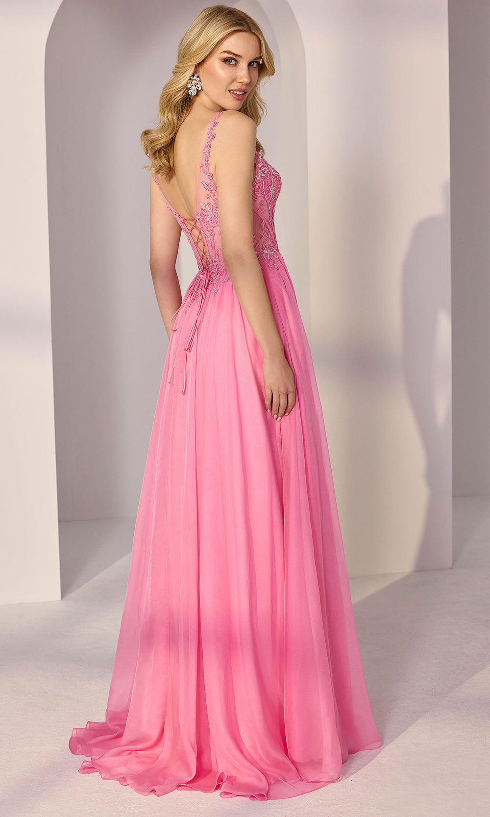 Mori Lee 49250 - Embroidered Corset Lace-Up Back Long Gown Prom Dresses in Fuchsia
