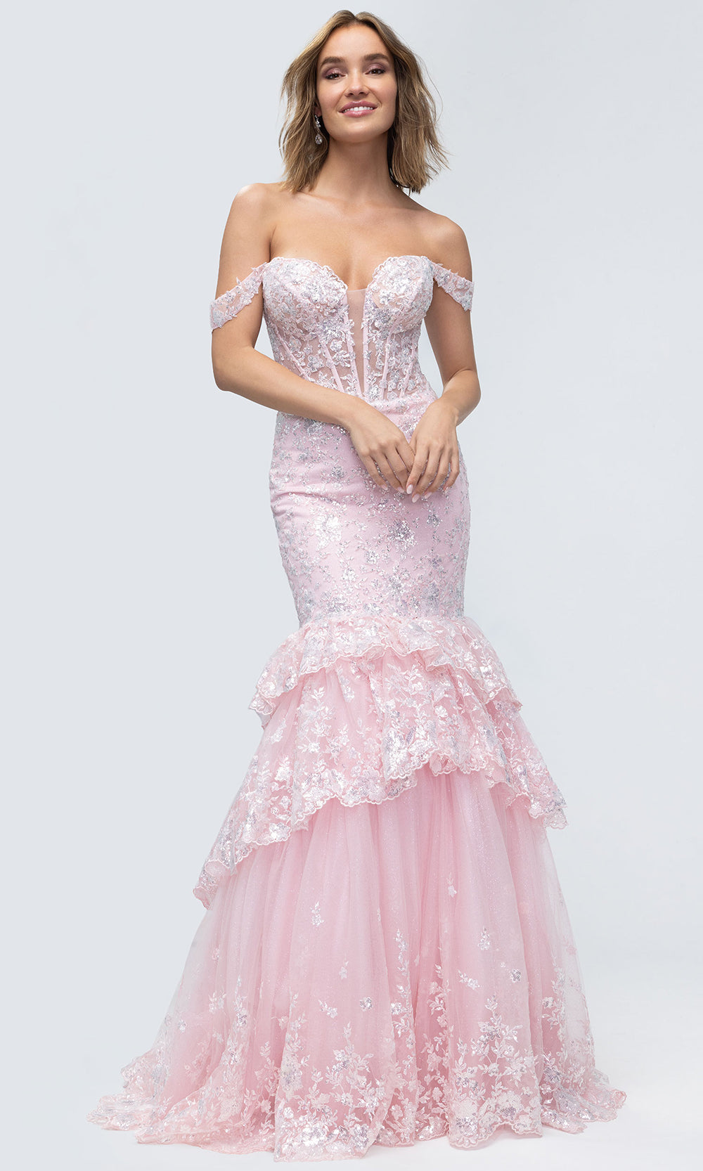 Mori Lee 49274 - Embroidered Plunging Sweetheart Prom Gown Prom Dresses in Blush