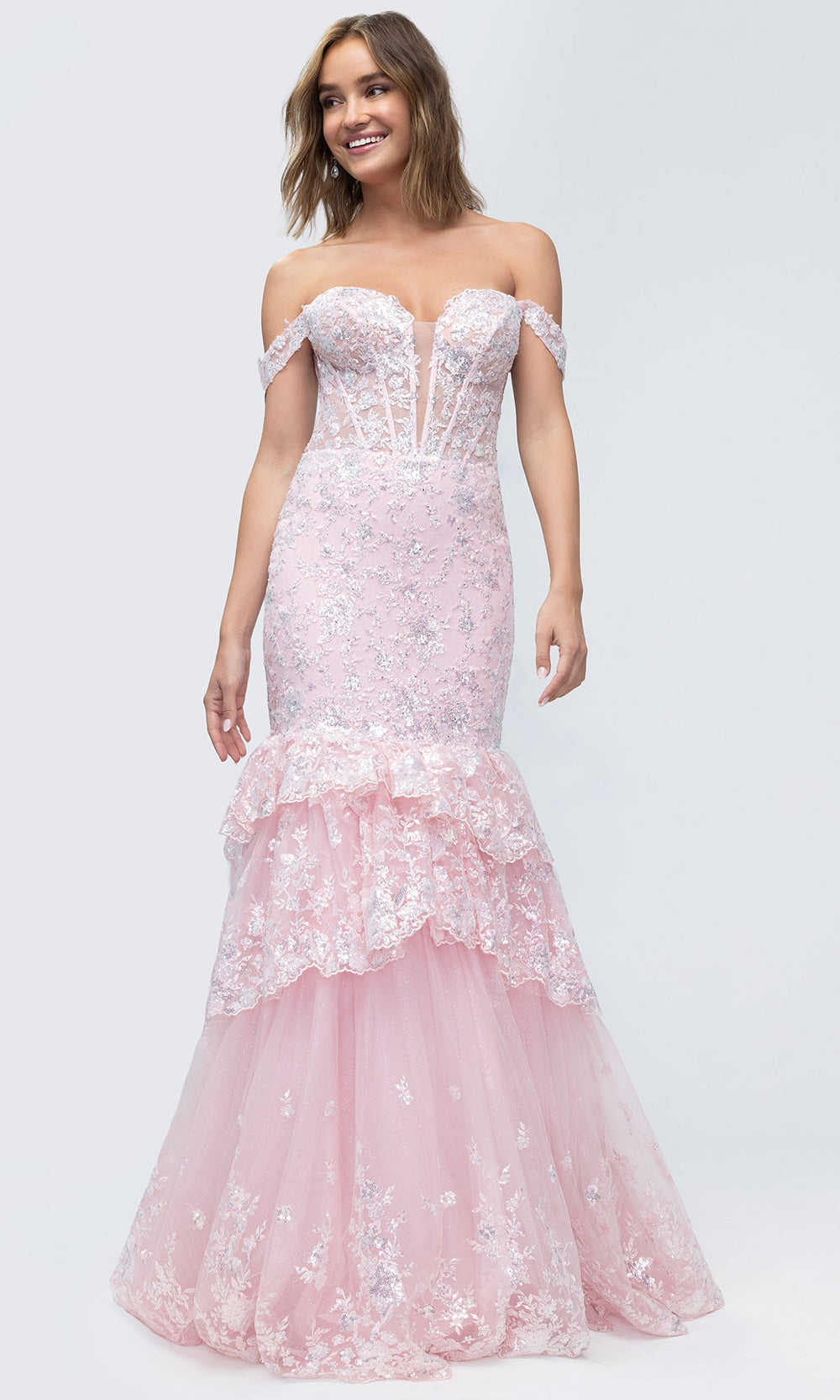 Mori Lee 49274 - Embroidered Plunging Sweetheart Prom Gown Prom Dresses in Blush