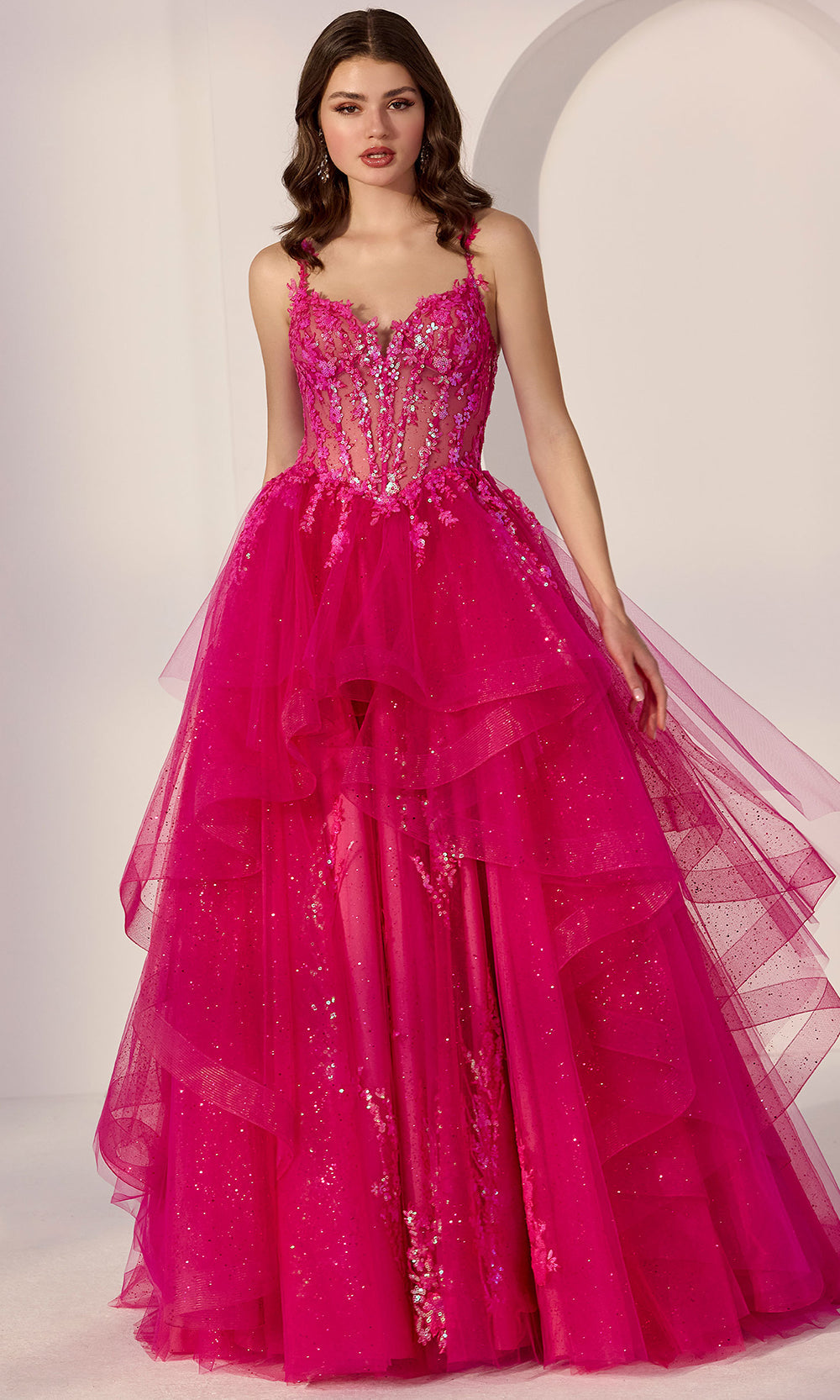 Mori Lee 49278 - Sparkling Sleeveless Prom Ballgown Prom Dresses in Fuchsia