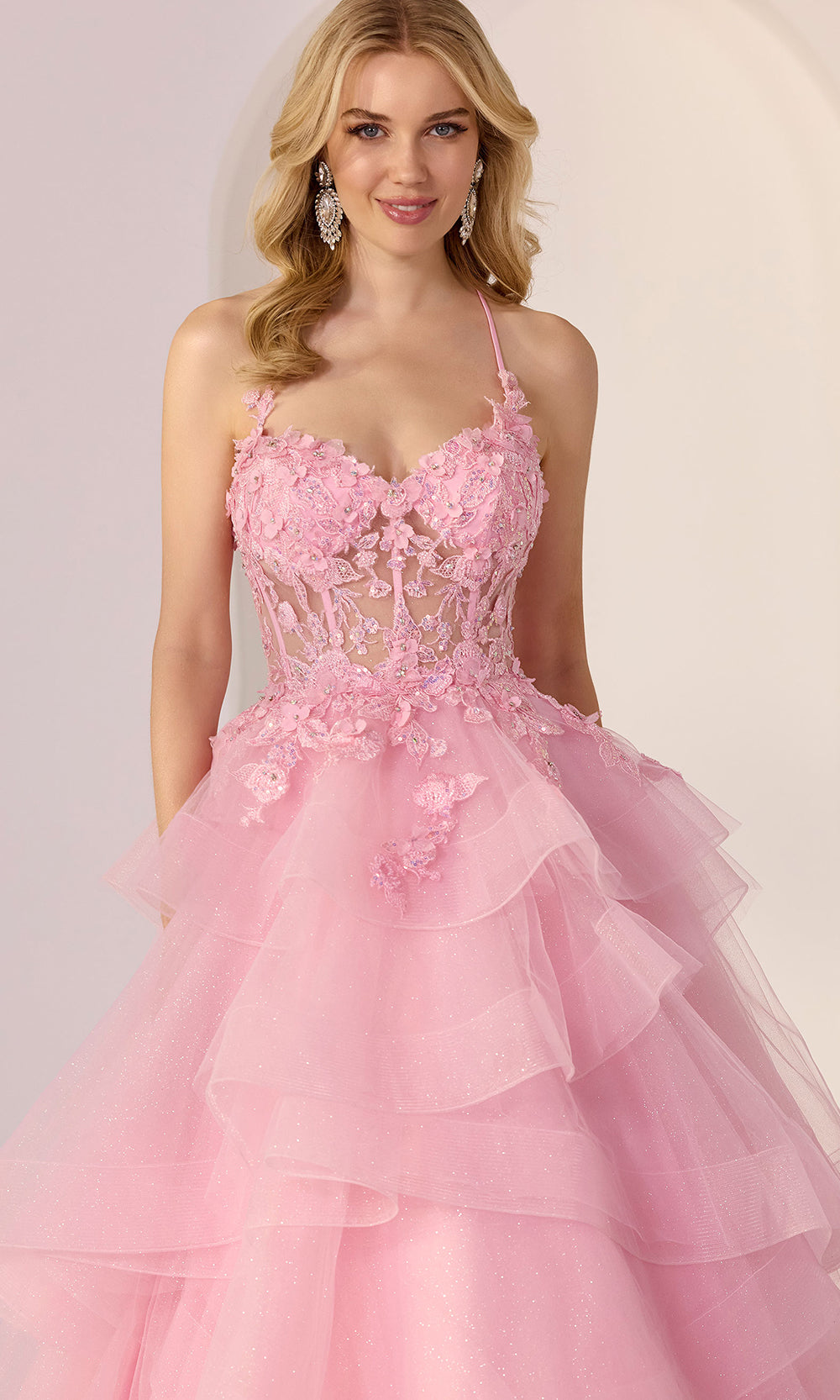 Mori Lee 49279 - Sweetheart Floral Embroidered Tiered Gown Prom Dresses in Pucker Up Pink