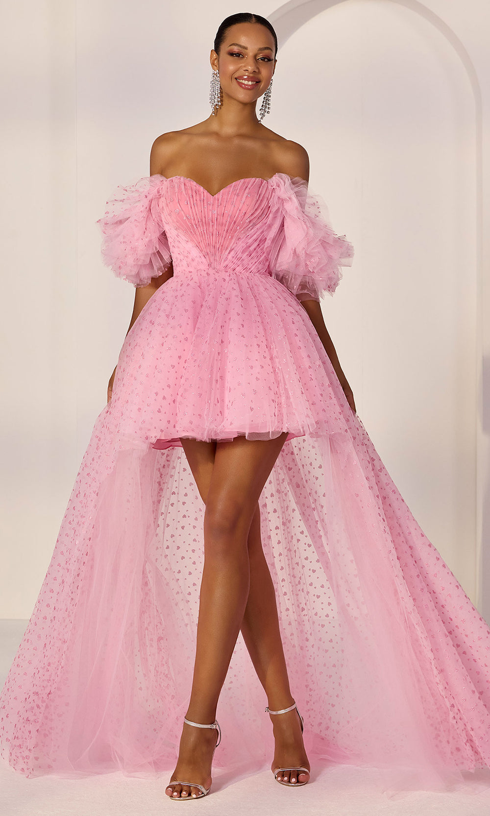 Mori Lee 49280 - Heart Print Ruched Sweetheart Prom Dress Prom Dresses in Pink