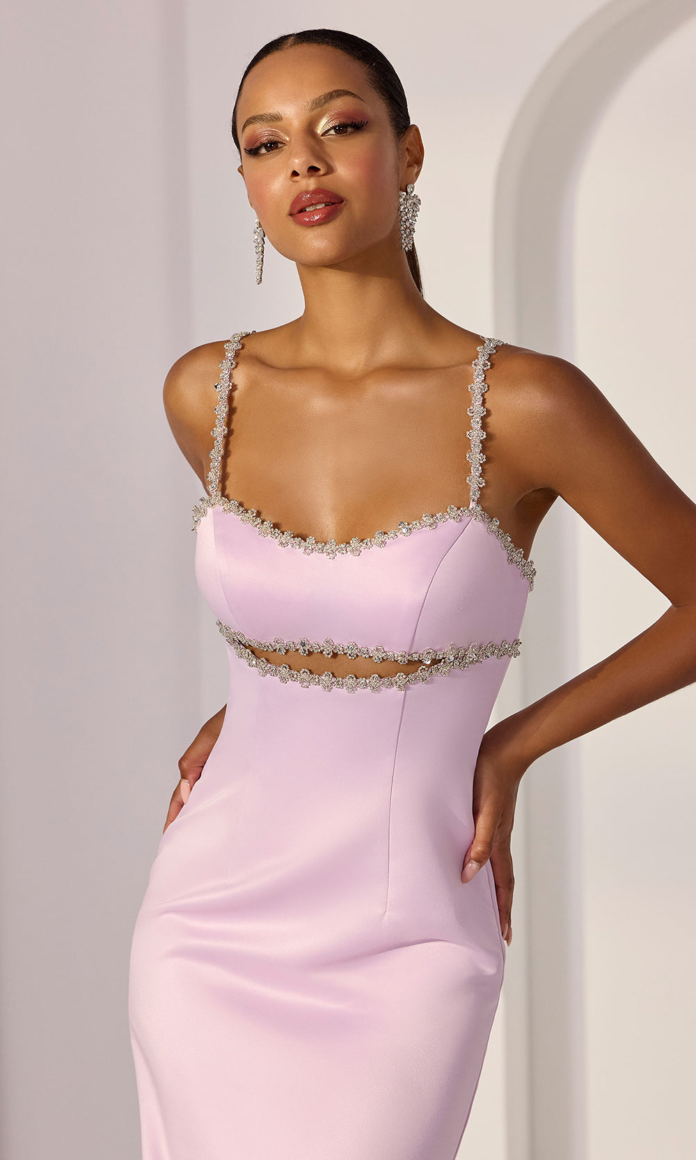 Mori Lee 49303 - Sweetheart Fitted Satin Gown with Back Slit Prom Dresses in Ballerina Pink