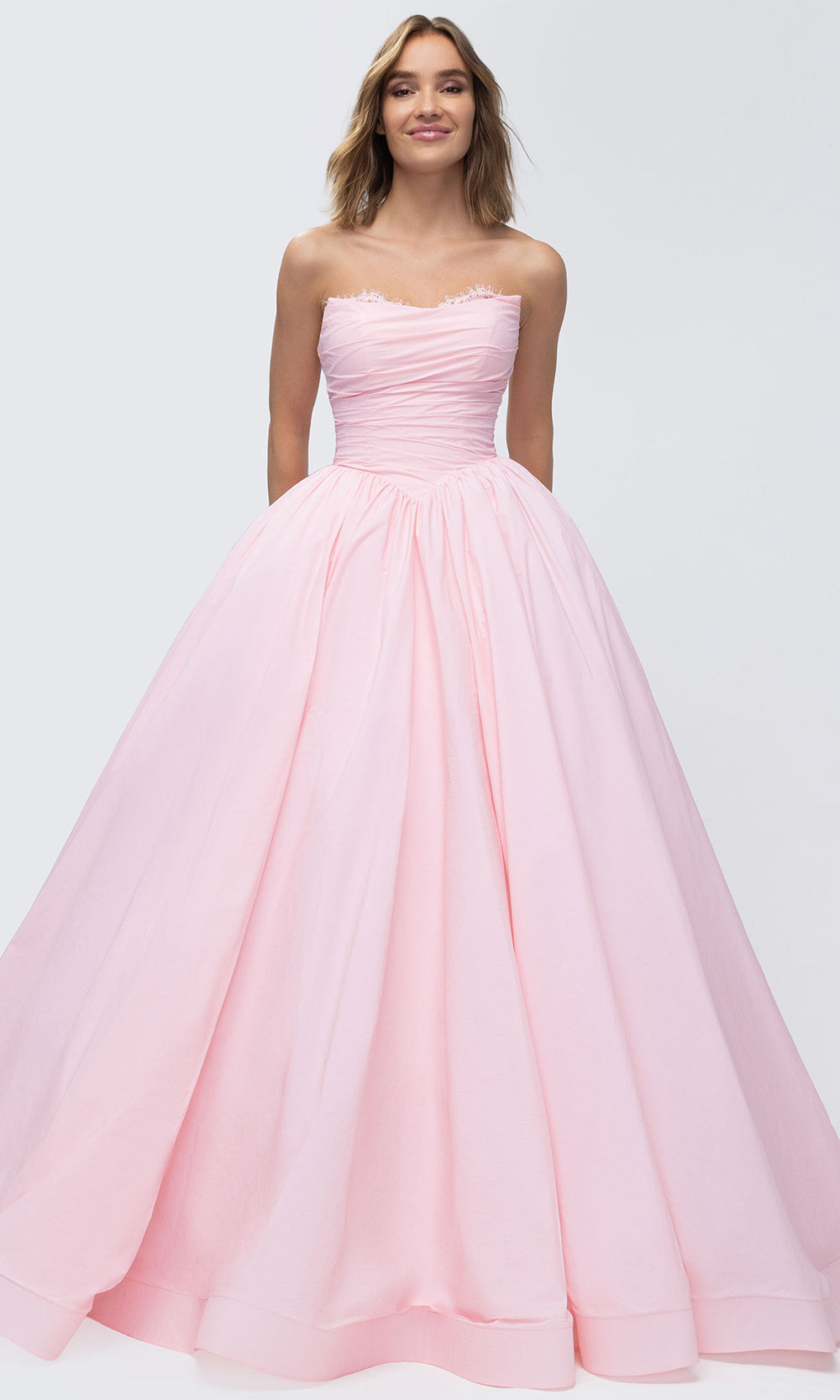 Mori Lee 49332 - Embellished Sweetheart Basque Ballgown Prom Dresses in Light Pink
