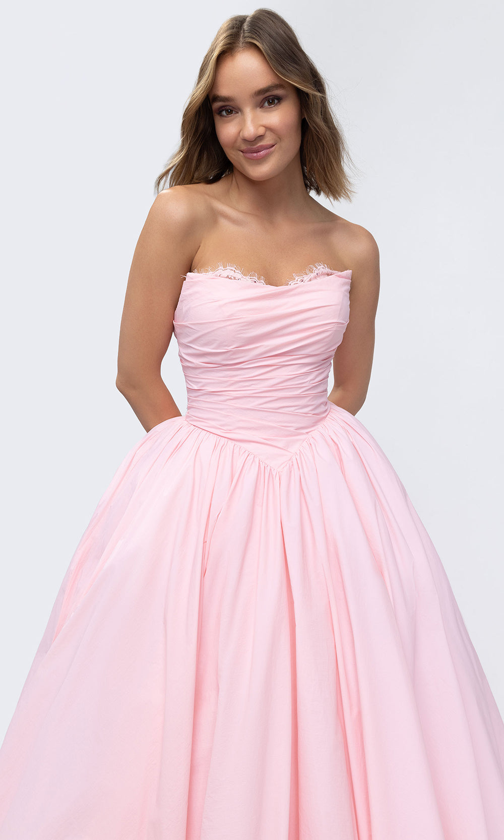 Mori Lee 49332 - Embellished Sweetheart Basque Ballgown Prom Dresses in Light Pink