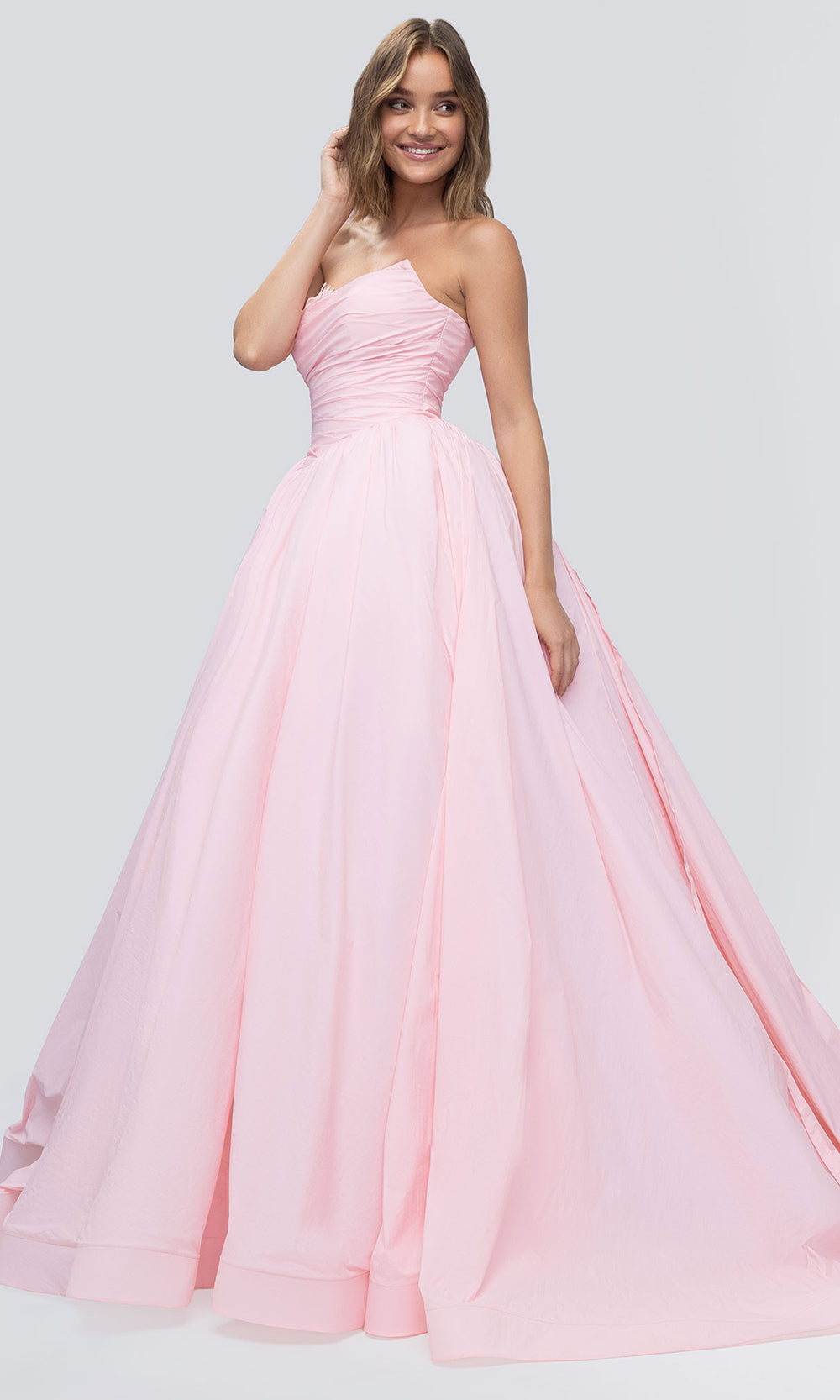 Mori Lee 49332 - Embellished Sweetheart Basque Ballgown Prom Dresses in Light Pink