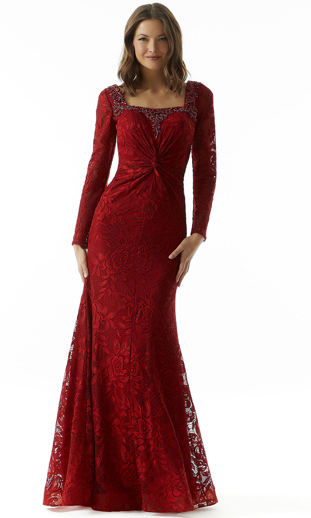 MGNY By Mori Lee 73020 - Lace Mermaid Evening Dress Mother Of The Bride Dresses 2 / Black