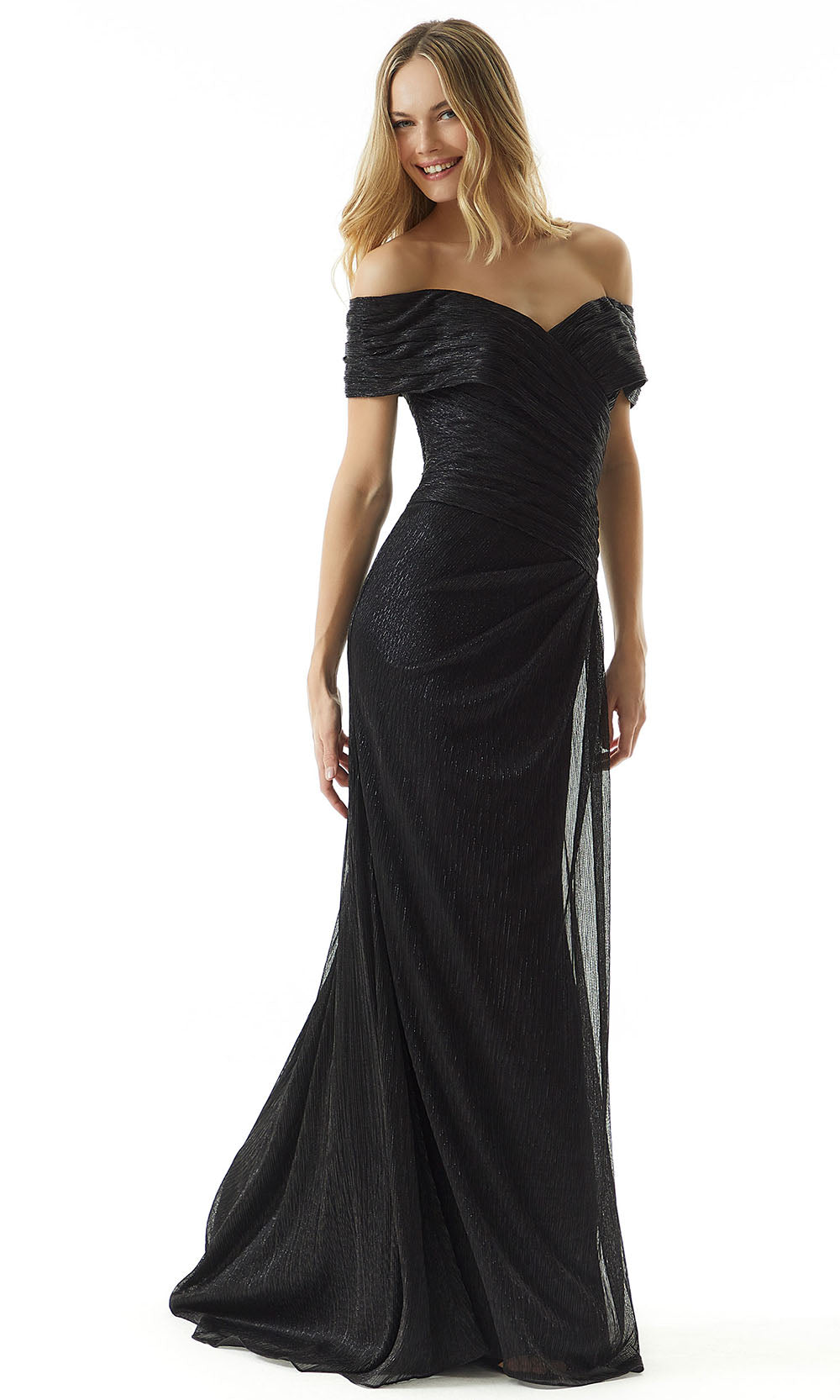 MGNY By Mori Lee 73029 - Metallic Knit Evening Dress Formal Gowns 2 / Black