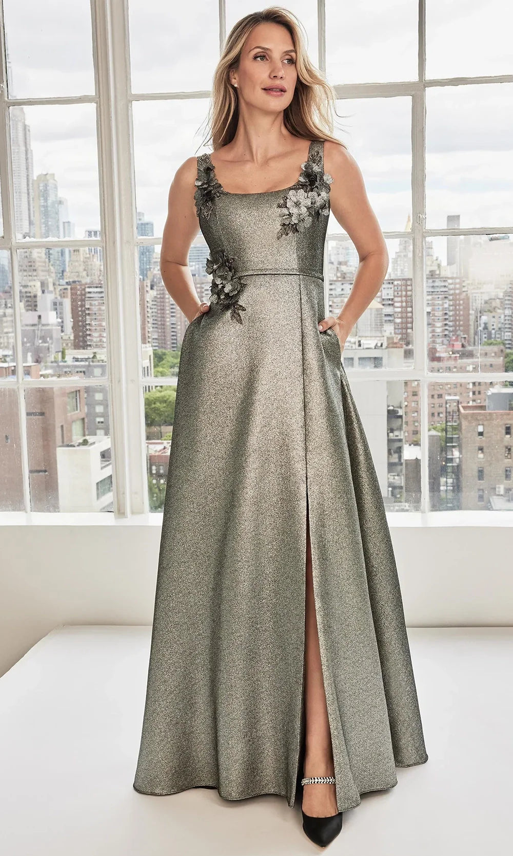 MGNY By Mori Lee 73107 - Sleeveless A-line Gown with Floral Applique Mother of the Bride Dresses