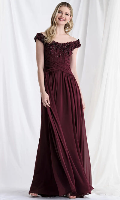 MGNY By Mori Lee 73153 - Ruched Waist Off Shoulder Chiffon Gown Mother of the Bride Dresses