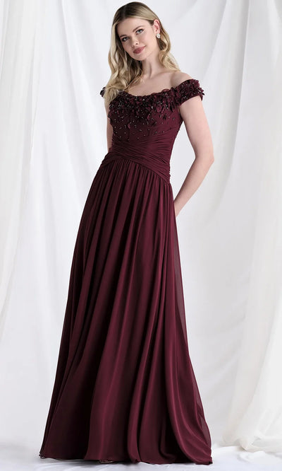 MGNY By Mori Lee 73153 - Ruched Waist Off Shoulder Chiffon Gown Mother of the Bride Dresses