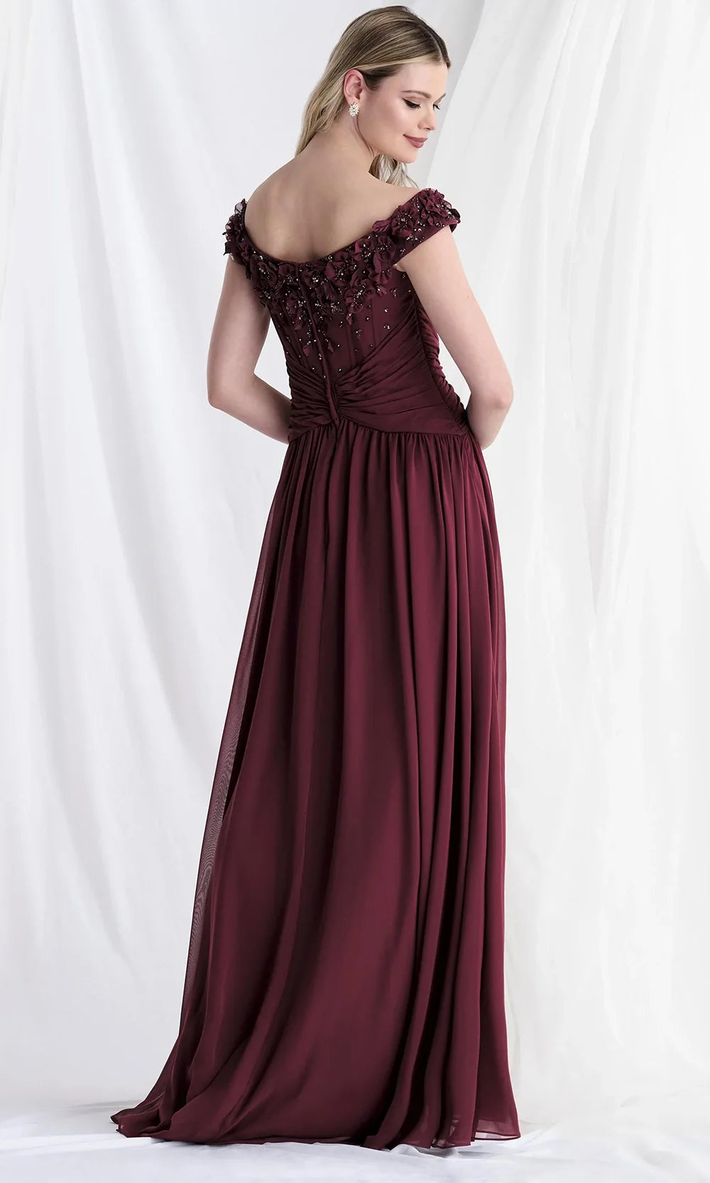 MGNY By Mori Lee 73153 - Ruched Waist Off Shoulder Chiffon Gown Mother of the Bride Dresses