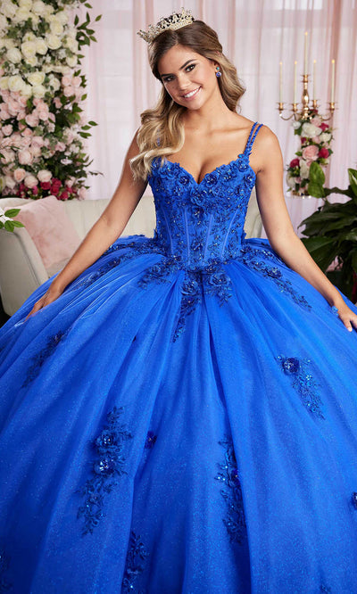 Vizcaya by Mori Lee 89504 - Spaghetti Strap Floral Applique Gown Ball Gowns