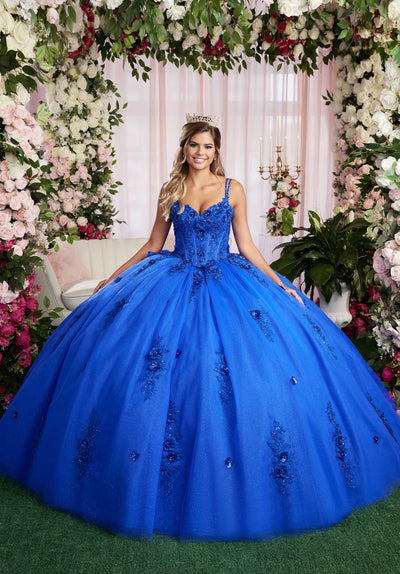 Vizcaya by Mori Lee 89504 - Spaghetti Strap Floral Applique Gown Ball Gowns