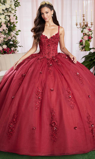 Vizcaya by Mori Lee 89504 - Spaghetti Strap Floral Applique Gown Ball Gowns
