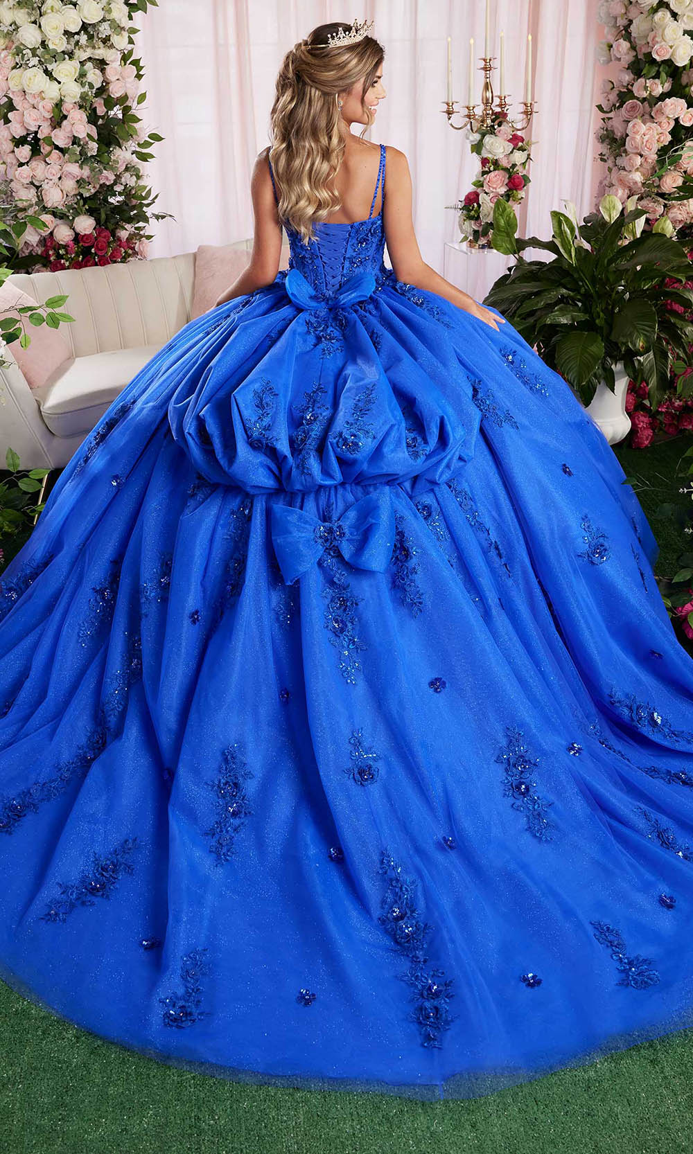 Vizcaya by Mori Lee 89504 - Spaghetti Strap Floral Applique Gown Ball Gowns