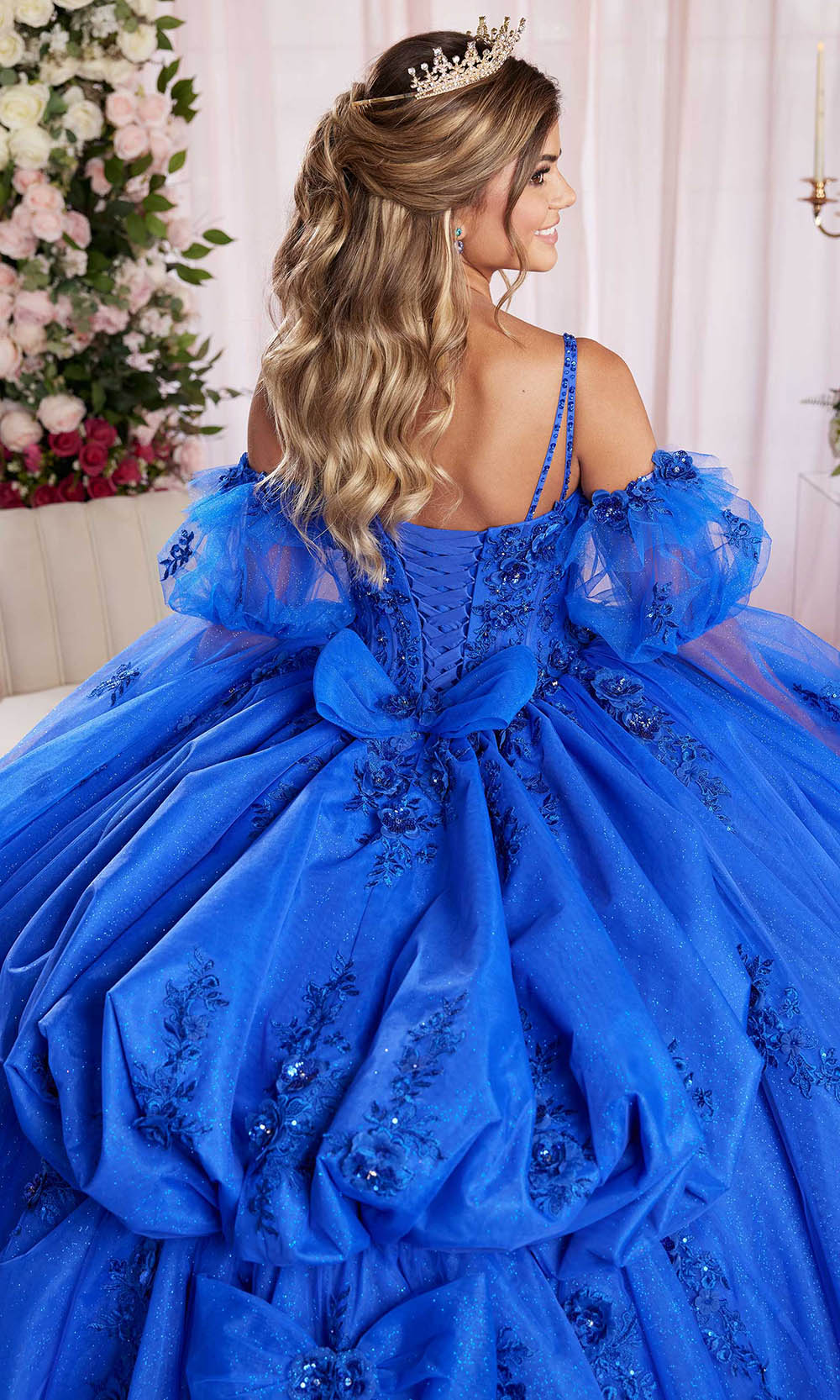 Vizcaya by Mori Lee 89504 - Spaghetti Strap Floral Applique Gown Ball Gowns