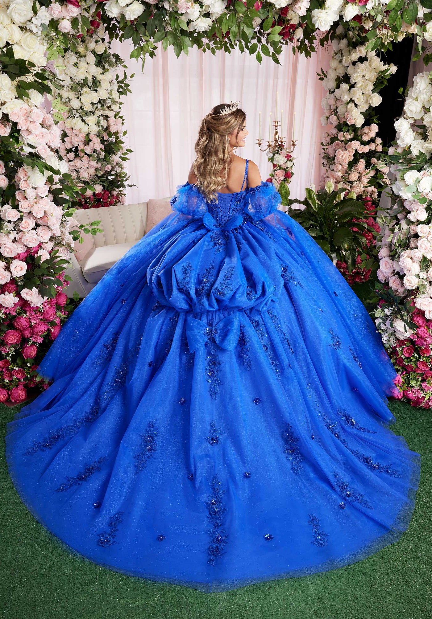 Vizcaya by Mori Lee 89504 - Spaghetti Strap Floral Applique Gown Ball Gowns