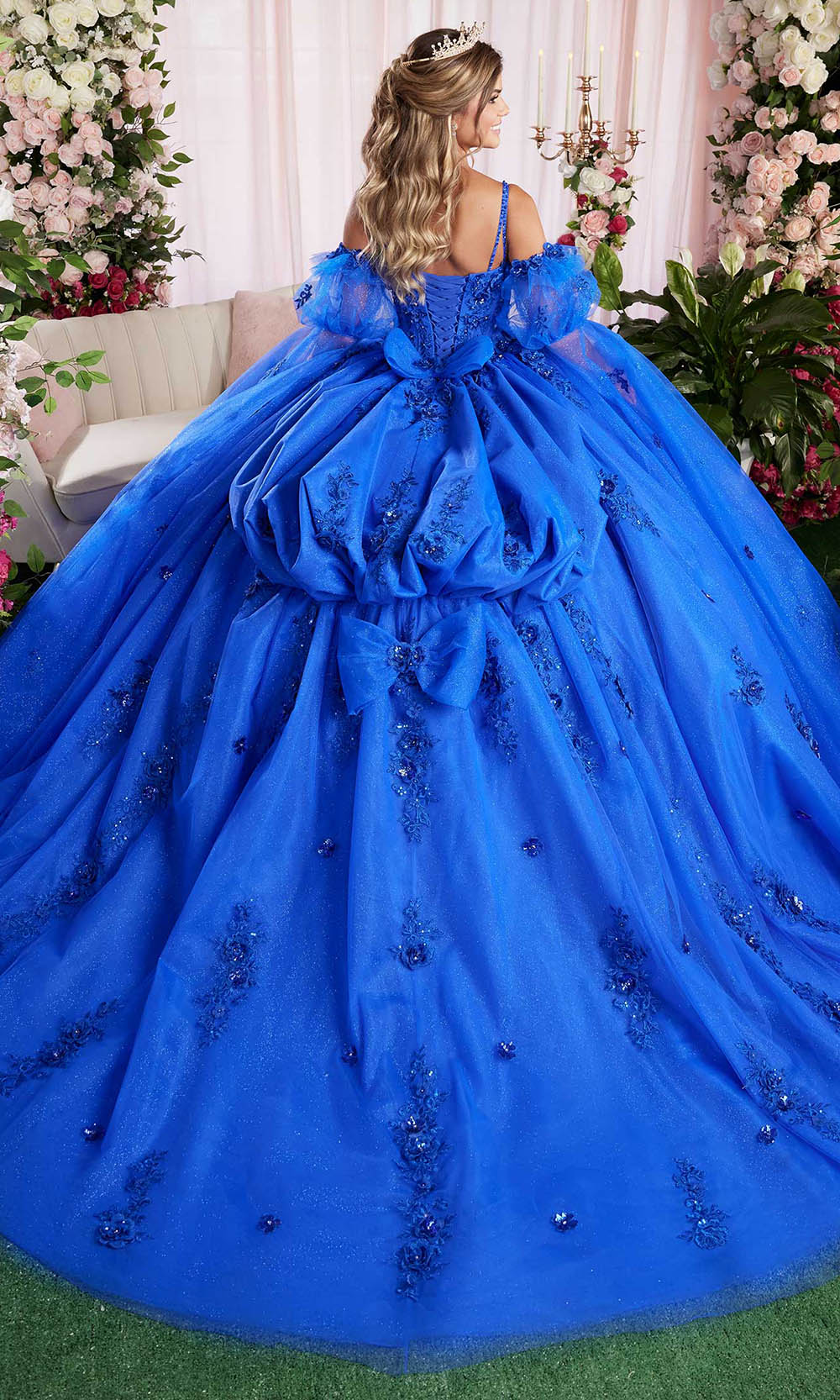 Vizcaya by Mori Lee 89504 - Spaghetti Strap Floral Applique Gown Ball Gowns