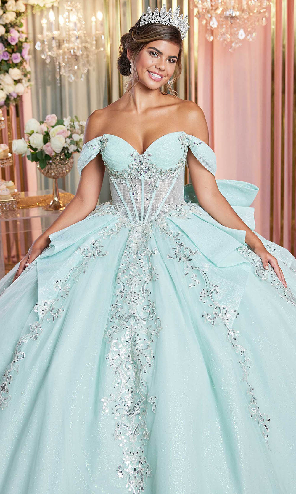 Vizcaya by Mori Lee 89511 - Corset Peplum Overlay Quinceanera Gown Ball Gowns