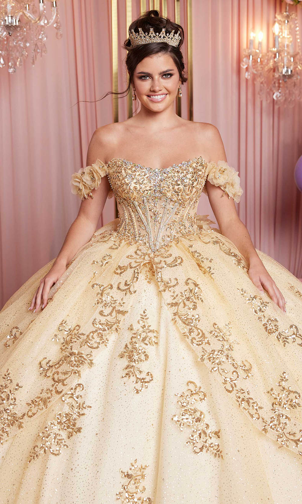 Vizcaya by Mori Lee 89520 - Basque Waist Scoop Neckline Quince Gown Ball Gowns