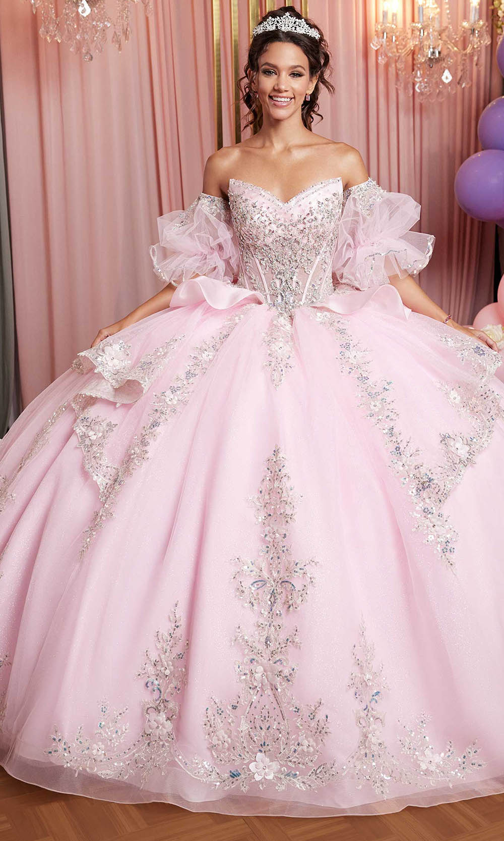 Vizcaya by Mori Lee 89526 - Puff Sleeve Embroidered Tulle Ballgown Ball Gowns