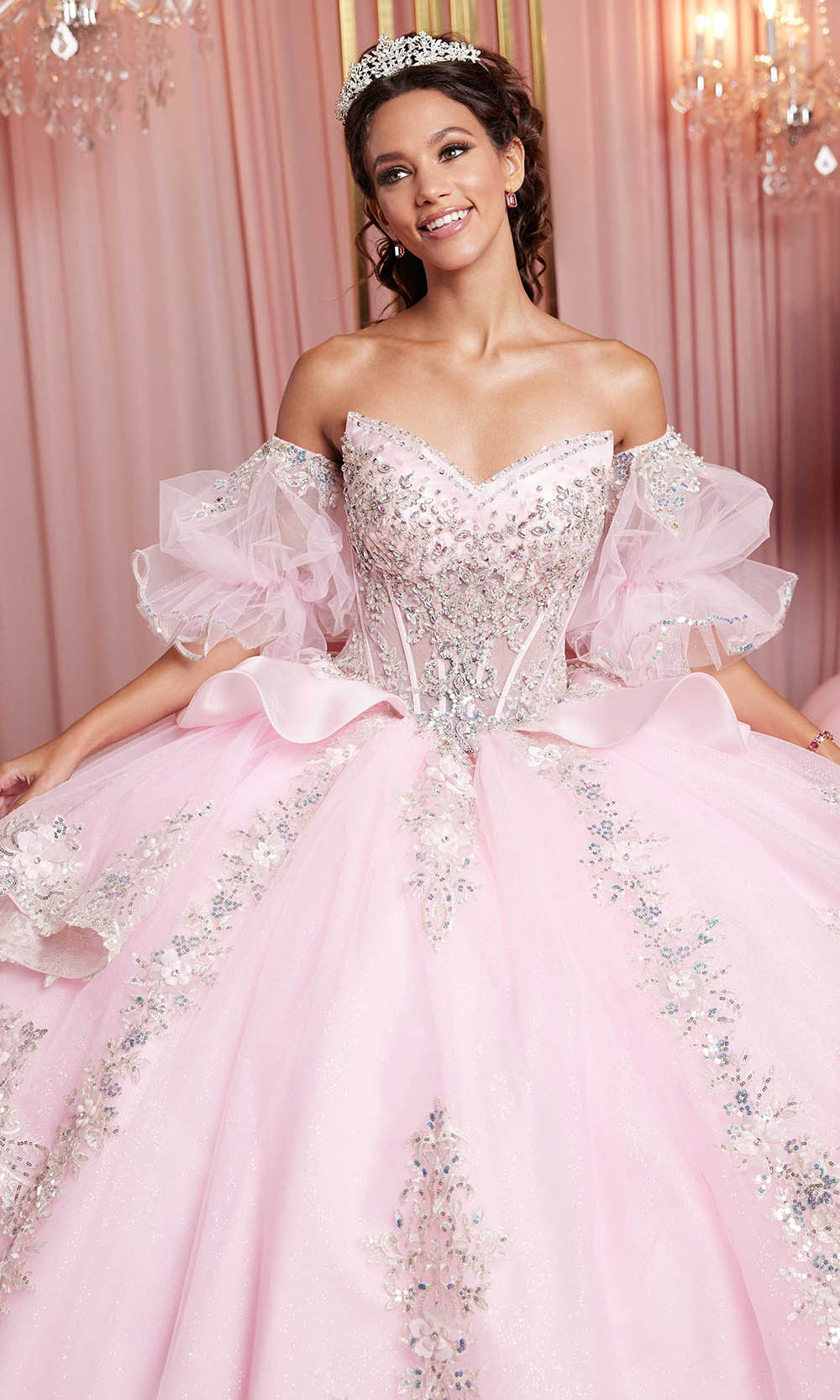 Vizcaya by Mori Lee 89526 - Puff Sleeve Embroidered Tulle Ballgown Ball Gowns