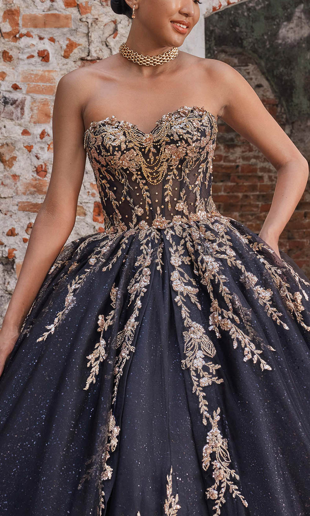 Vizcaya by Mori Lee 89534 - Double-Loop Applique Bow Strapless Gown Ball Gowns