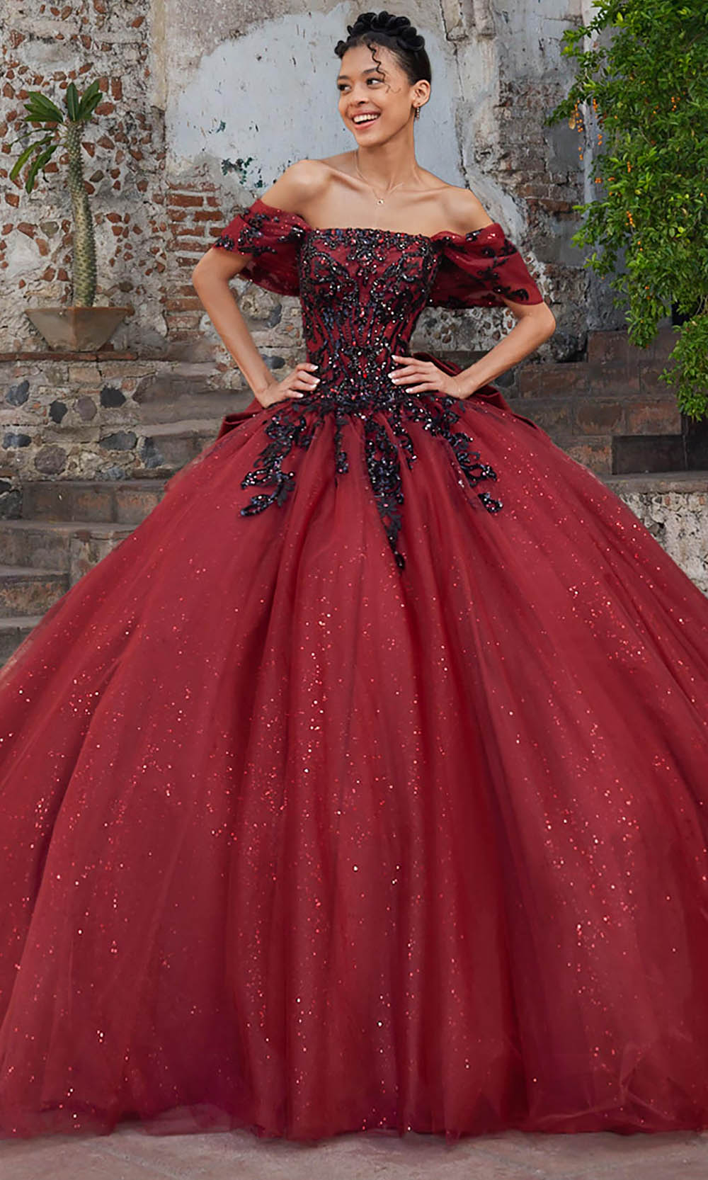 Vizcaya by Mori Lee 89535 - Off Shoulder Metallic Embellished Gown Ball Gowns