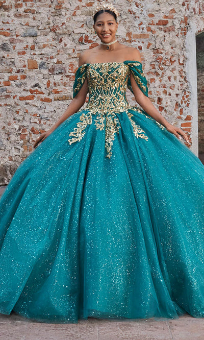 Vizcaya by Mori Lee 89535 - Off Shoulder Metallic Embellished Gown Ball Gowns