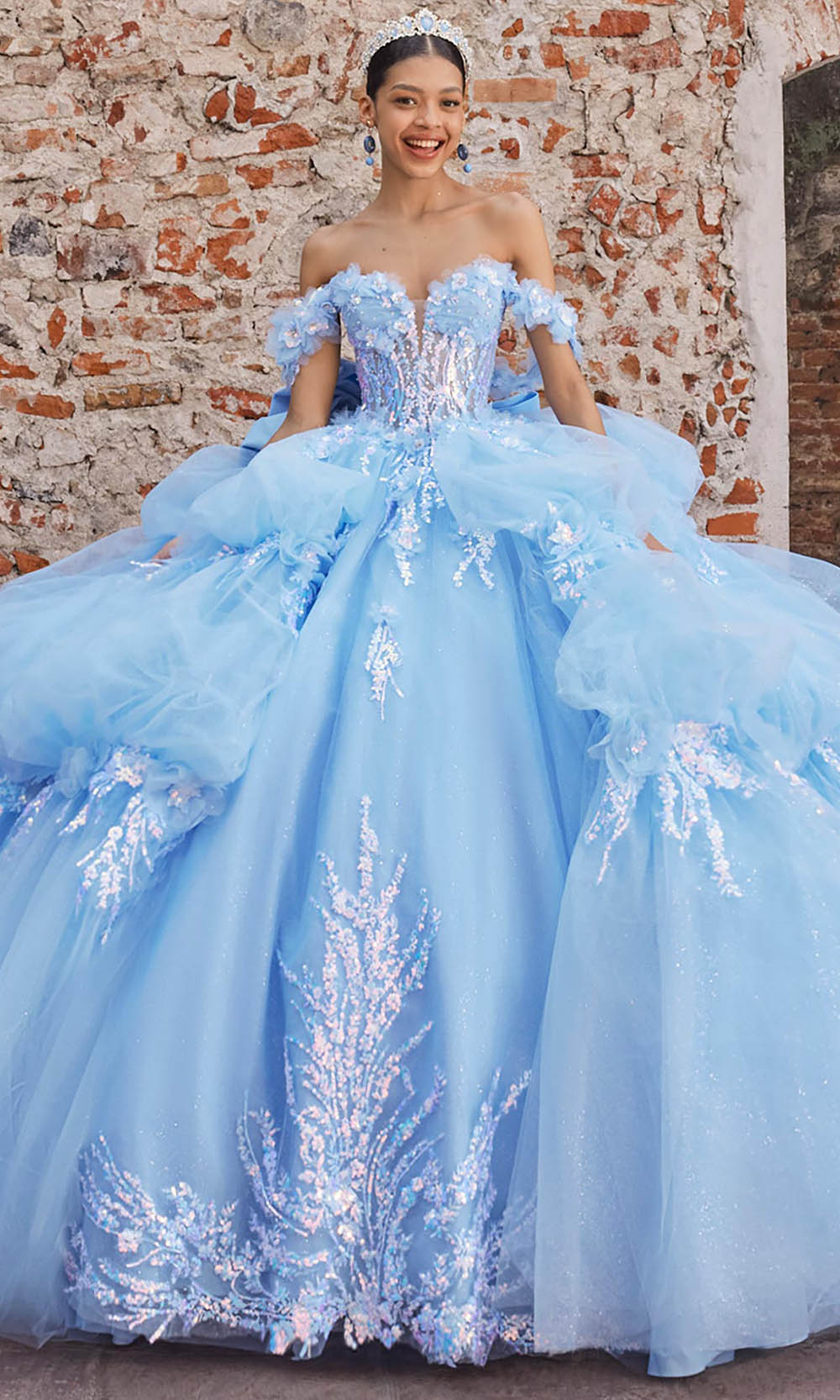 Vizcaya by Mori Lee 89536 - Sequin Applique Tiered Quinceanera Gown Ball Gowns