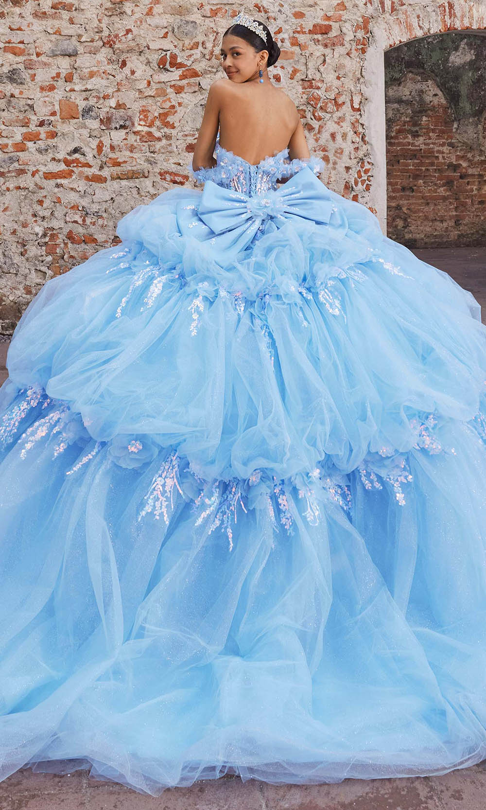 Vizcaya by Mori Lee 89536 - Sequin Applique Tiered Quinceanera Gown Ball Gowns