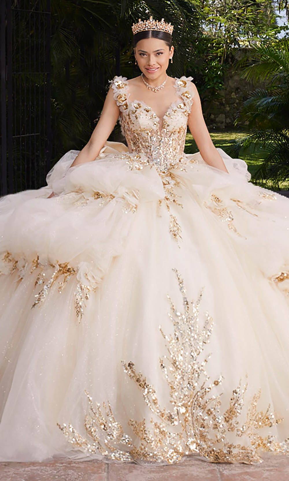 Vizcaya by Mori Lee 89536 - Sequin Applique Tiered Quinceanera Gown Ball Gowns