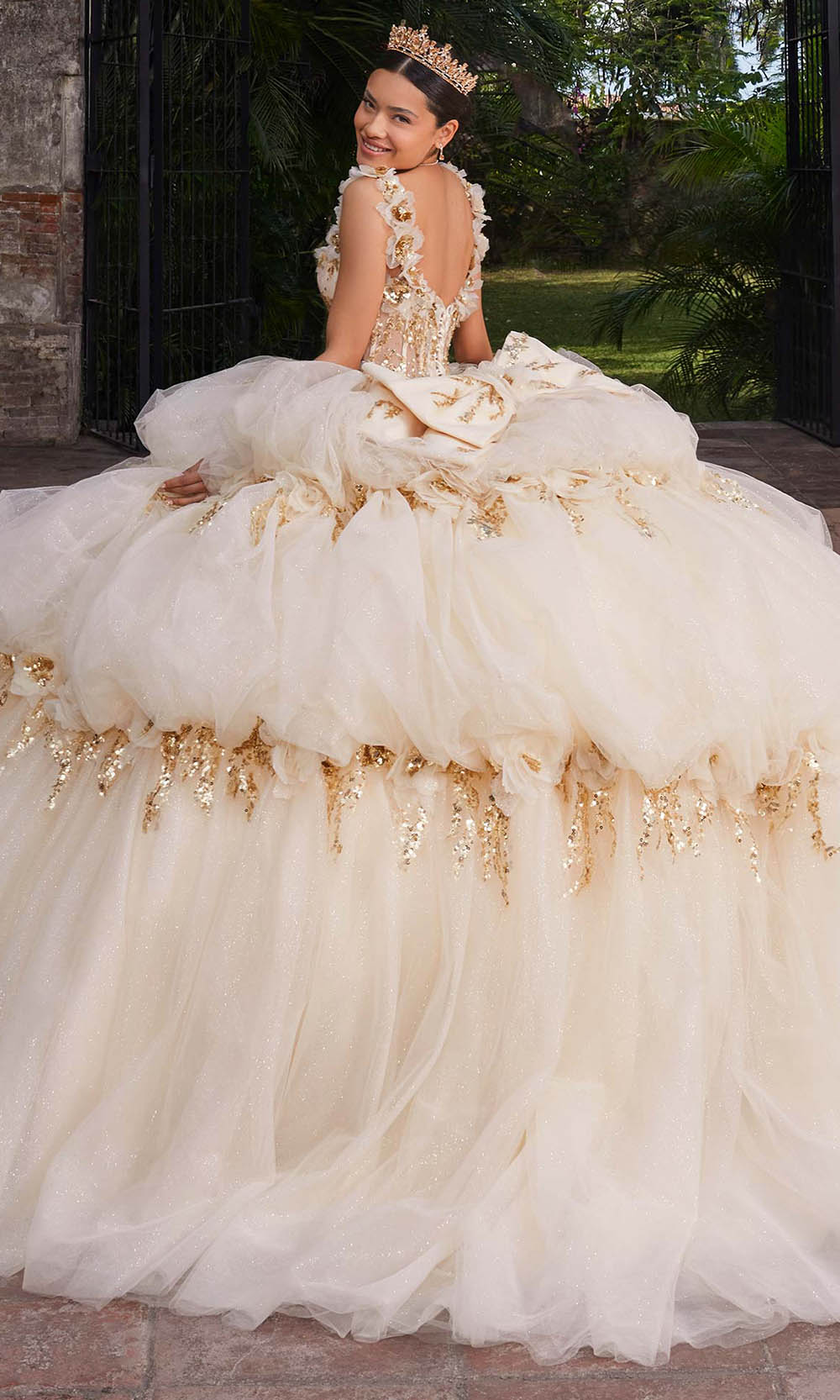 Vizcaya by Mori Lee 89536 - Sequin Applique Tiered Quinceanera Gown Ball Gowns